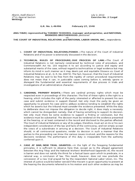 Ang Tibay v. CIR, 69 Phil 635 (1940) .